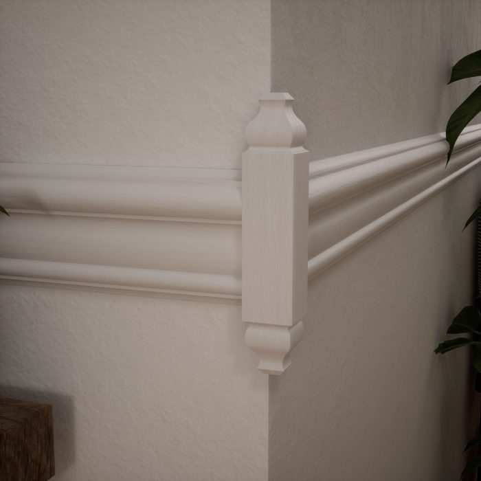 Ekena Millwork 1 1/8"W X 6 3/32"H X 1 1/8"P Americraft Solid Hardwood Stain Grade Universal Baseboard Outside Corner Block for Chair Rail Profiles Up To 3 9/16"H X 1 1/8"P - Image 82