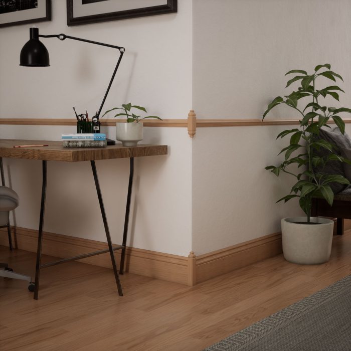 Ekena Millwork 1 1/8"W x 5 3/32"H x 1 1/8"P Americraft Solid Hardwood Stain Grade Universal Baseboard Outside Corner Block for Chair Rail Profiles up to 2 9/16"H x 1 1/8"P - Image 8