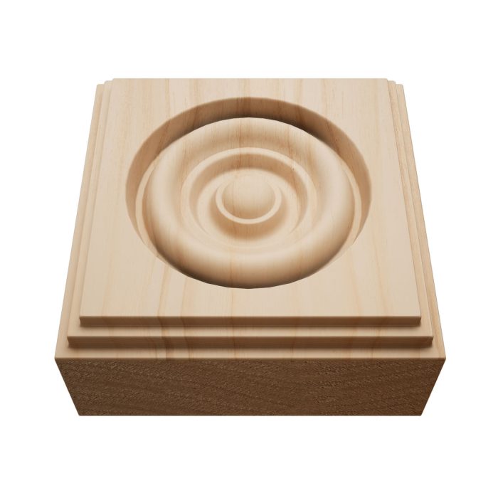 Ekena Millwork 2 1/2"W x 2 1/2"H x 7/8"P Americraft Solid Hardwood Stain Grade Square Rosette with Center Bullseye with Decorative Edge - Image 6