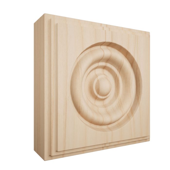 Ekena Millwork 3 1/2"W x 3 1/2"H x 7/8"P Americraft Solid Hardwood Stain Grade Square Rosette with Center Bullseye with Decorative Edge - Image 3