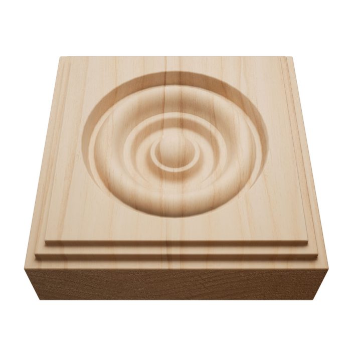 Ekena Millwork 3 1/2"W x 3 1/2"H x 7/8"P Americraft Solid Hardwood Stain Grade Square Rosette with Center Bullseye with Decorative Edge - Image 6