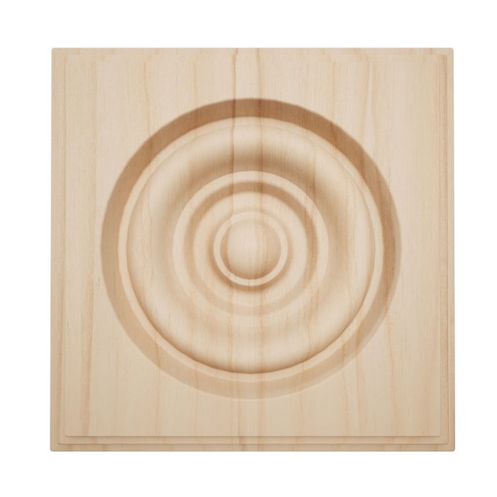 Ekena Millwork 3 1/2"W x 3 1/2"H x 7/8"P Americraft Solid Hardwood Stain Grade Square Rosette with Center Bullseye with Decorative Edge - Image 2