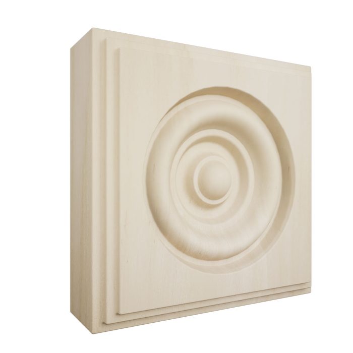 Ekena Millwork 3 1/2"W x 3 1/2"H x 7/8"P Americraft Solid Hardwood Stain Grade Square Rosette with Center Bullseye with Decorative Edge - Image 80