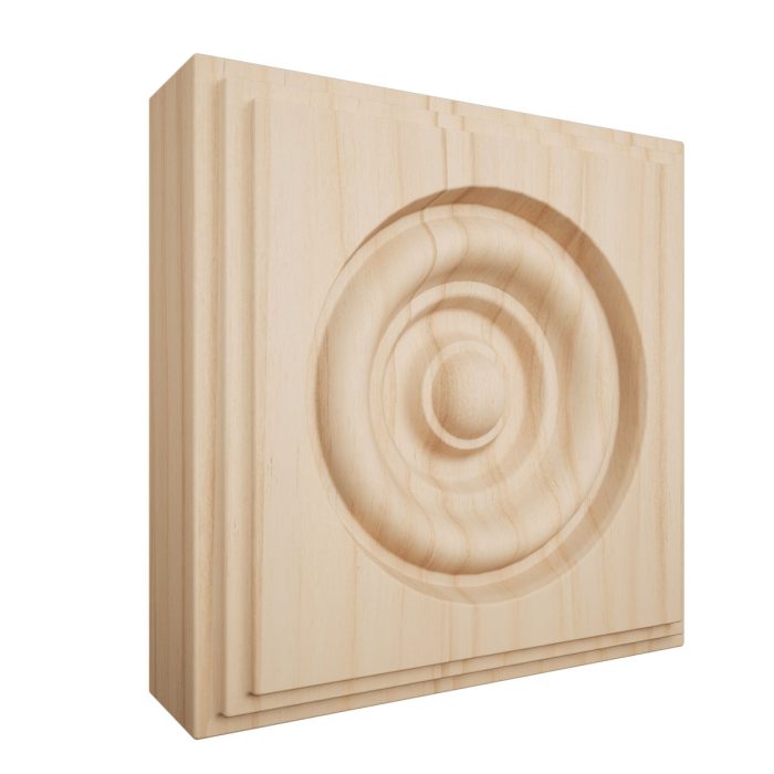 Ekena Millwork 3 3/4"W x 3 3/4"H x 1 1/8"P Americraft Solid Hardwood Stain Grade Square Rosette with Center Bullseye with Decorative Edge - Image 3