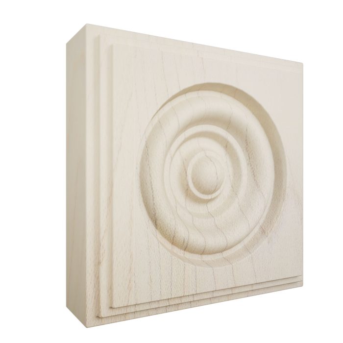 Ekena Millwork 3 3/4"W x 3 3/4"H x 1 1/8"P Americraft Solid Hardwood Stain Grade Square Rosette with Center Bullseye with Decorative Edge - Image 34