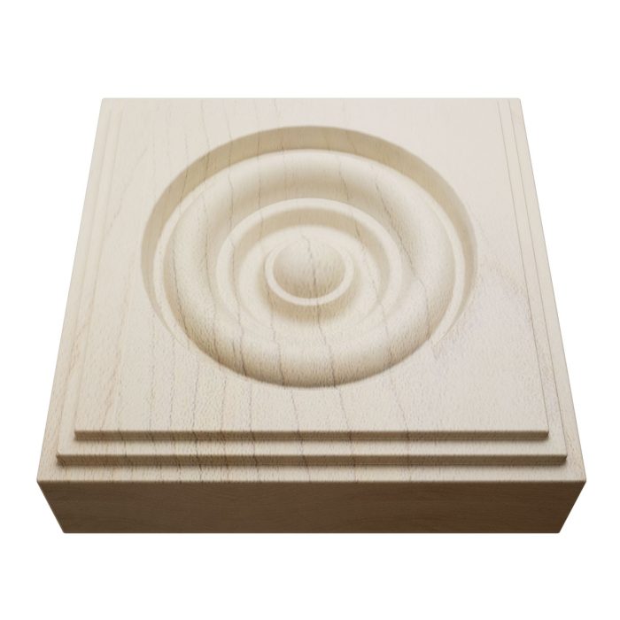 Ekena Millwork 3 3/4"W x 3 3/4"H x 1 1/8"P Americraft Solid Hardwood Stain Grade Square Rosette with Center Bullseye with Decorative Edge - Image 37