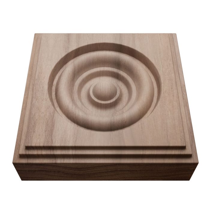 Ekena Millwork 3 3/4"W x 3 3/4"H x 1 1/8"P Americraft Solid Hardwood Stain Grade Square Rosette with Center Bullseye with Decorative Edge - Image 77