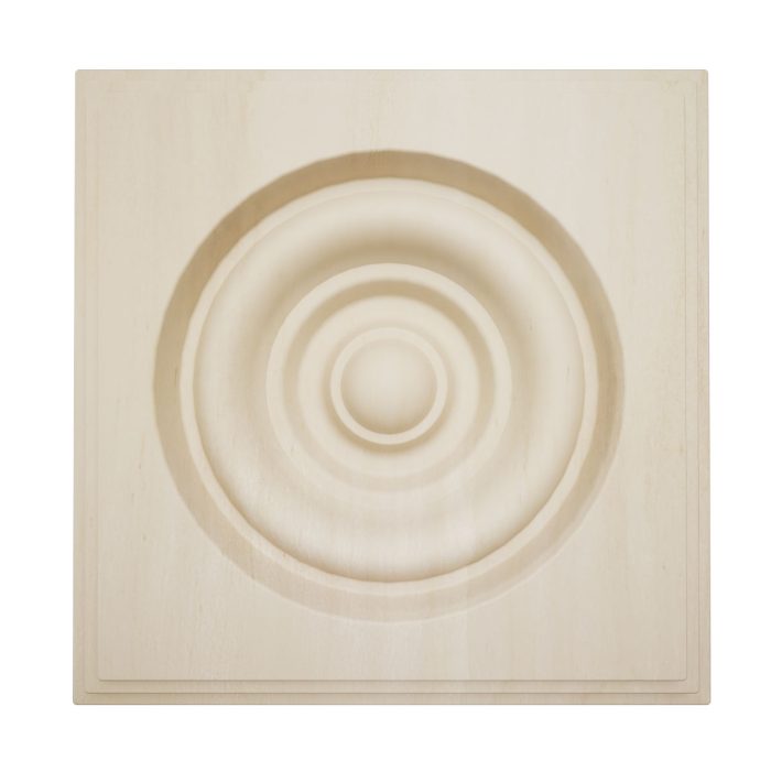 Ekena Millwork 3 3/4"W x 3 3/4"H x 1 1/8"P Americraft Solid Hardwood Stain Grade Square Rosette with Center Bullseye with Decorative Edge - Image 83