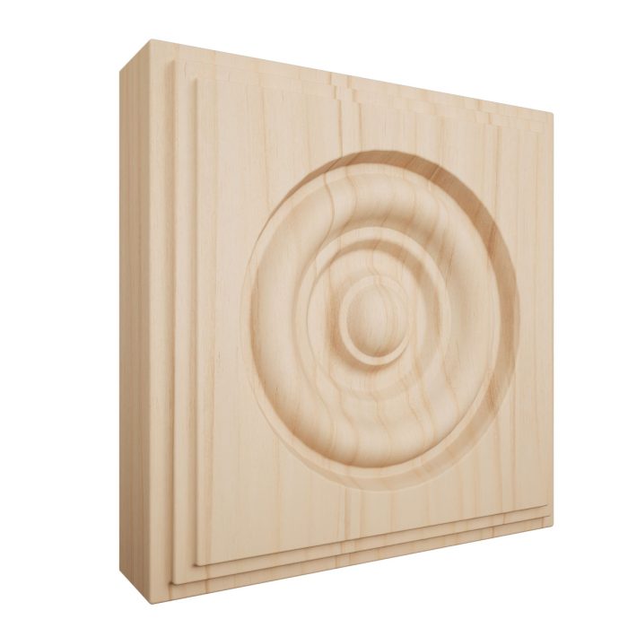 Ekena Millwork 4 1/2"W x 4 1/2"H x 1 1/8"P Americraft Solid Hardwood Stain Grade Square Rosette with Center Bullseye with Decorative Edge - Image 3