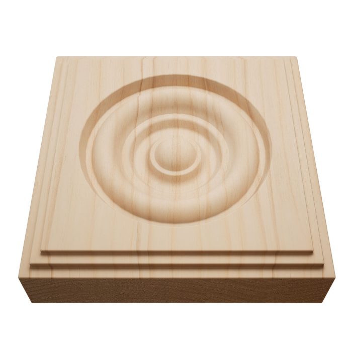 Ekena Millwork 4 1/2"W x 4 1/2"H x 1 1/8"P Americraft Solid Hardwood Stain Grade Square Rosette with Center Bullseye with Decorative Edge - Image 6