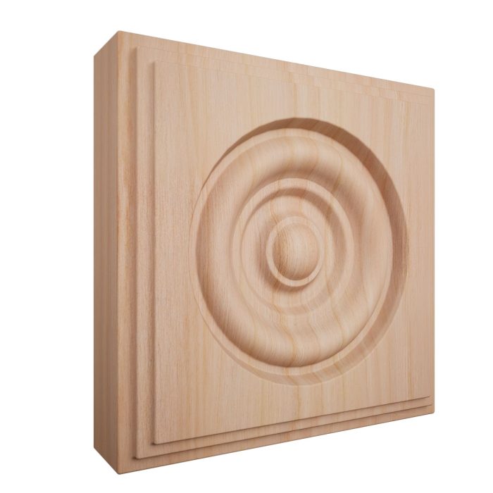 Ekena Millwork 4 1/2"W x 4 1/2"H x 1 1/8"P Americraft Solid Hardwood Stain Grade Square Rosette with Center Bullseye with Decorative Edge - Image 42