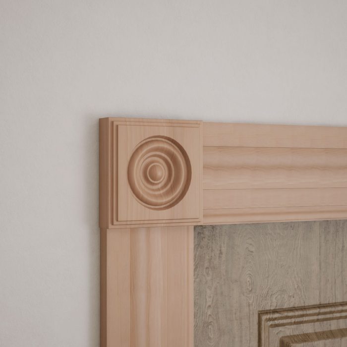 Ekena Millwork 4 1/2"W x 4 1/2"H x 1 1/8"P Americraft Solid Hardwood Stain Grade Square Rosette with Center Bullseye with Decorative Edge - Image 46