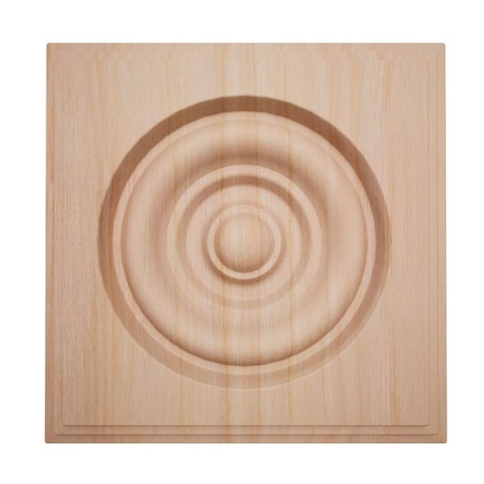 Ekena Millwork 4 1/2"W x 4 1/2"H x 1 1/8"P Americraft Solid Hardwood Stain Grade Square Rosette with Center Bullseye with Decorative Edge - Image 41