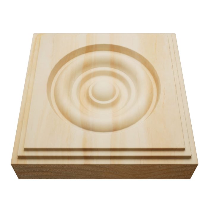 Ekena Millwork 4 1/2"W x 4 1/2"H x 1 1/8"P Americraft Solid Hardwood Stain Grade Square Rosette with Center Bullseye with Decorative Edge - Image 64