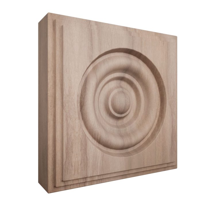 Ekena Millwork 4 1/2"W x 4 1/2"H x 1 1/8"P Americraft Solid Hardwood Stain Grade Square Rosette with Center Bullseye with Decorative Edge - Image 71