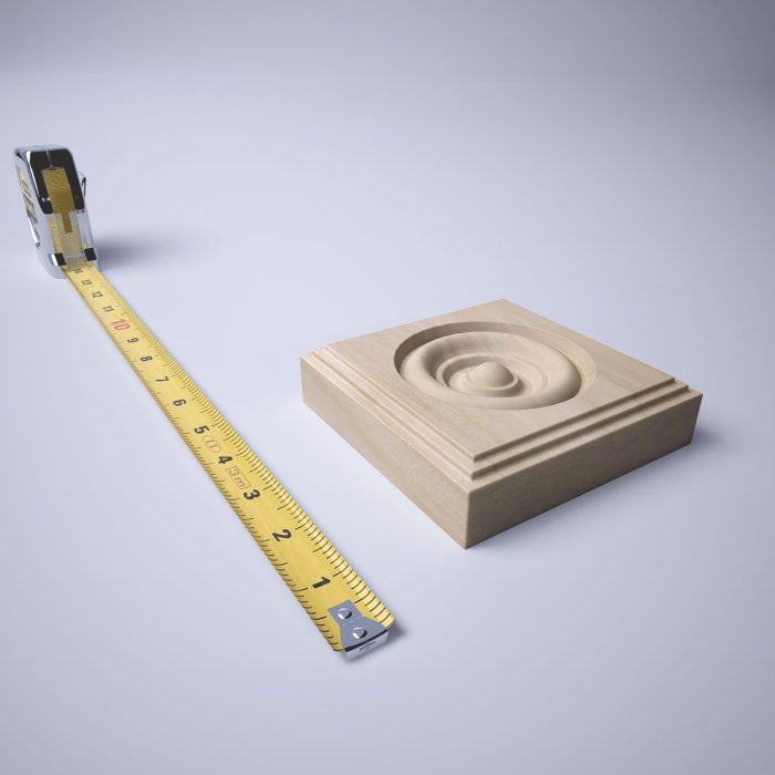 Ekena Millwork 4 1/2"W x 4 1/2"H x 1 1/8"P Americraft Solid Hardwood Stain Grade Square Rosette with Center Bullseye with Decorative Edge - Image 85