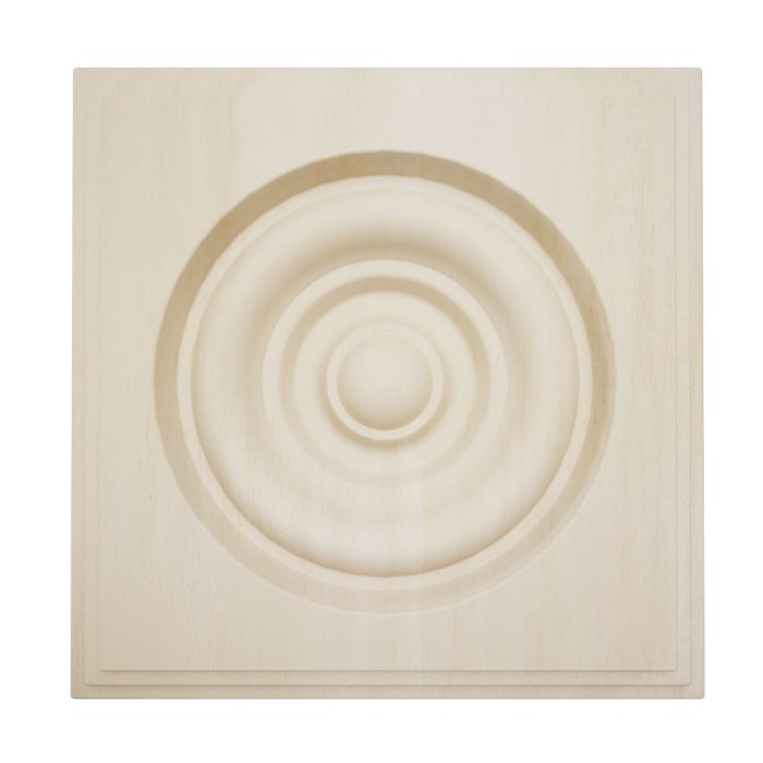 Ekena Millwork 4 1/2"W x 4 1/2"H x 1 1/8"P Americraft Solid Hardwood Stain Grade Square Rosette with Center Bullseye with Decorative Edge - Image 80