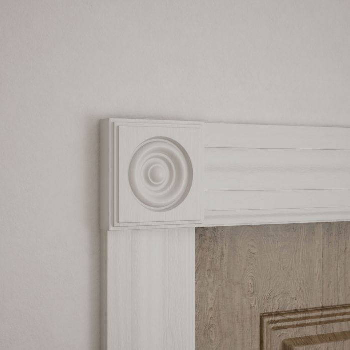 Ekena Millwork 4 1/2"W x 4 1/2"H x 1 1/8"P Americraft Solid Hardwood Stain Grade Square Rosette with Center Bullseye with Decorative Edge - Image 96