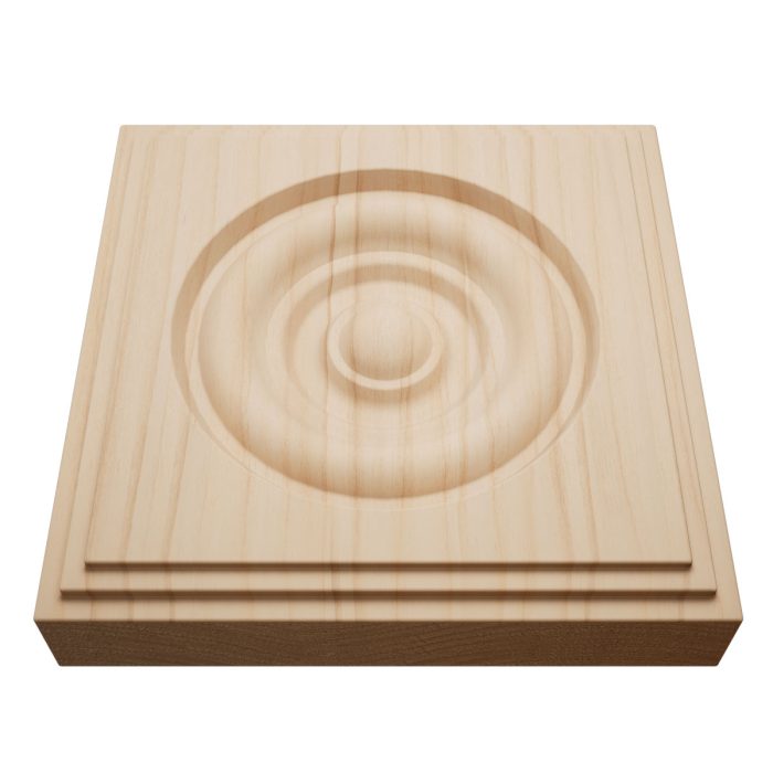 Ekena Millwork 5 1/2"W x 5 1/2"H x 1 1/8"P Americraft Solid Hardwood Stain Grade Square Rosette with Center Bullseye with Decorative Edge - Image 6