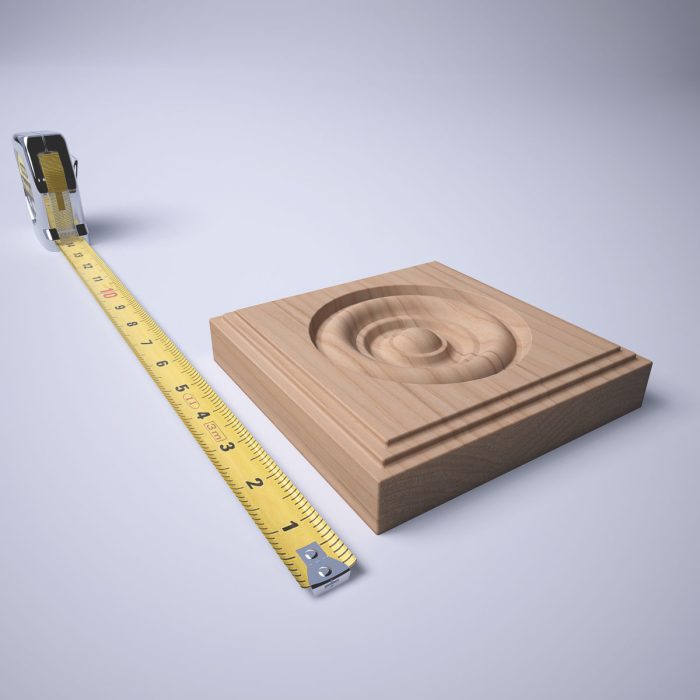 Ekena Millwork 5 1/2"W x 5 1/2"H x 1 1/8"P Americraft Solid Hardwood Stain Grade Square Rosette with Center Bullseye with Decorative Edge - Image 7