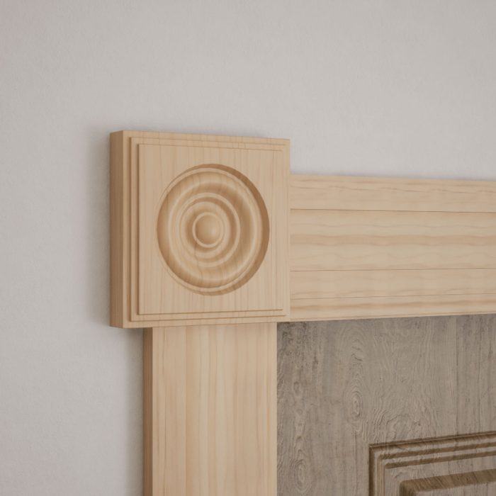 Ekena Millwork 5 1/2"W x 5 1/2"H x 1 1/8"P Americraft Solid Hardwood Stain Grade Square Rosette with Center Bullseye with Decorative Edge - Image 8