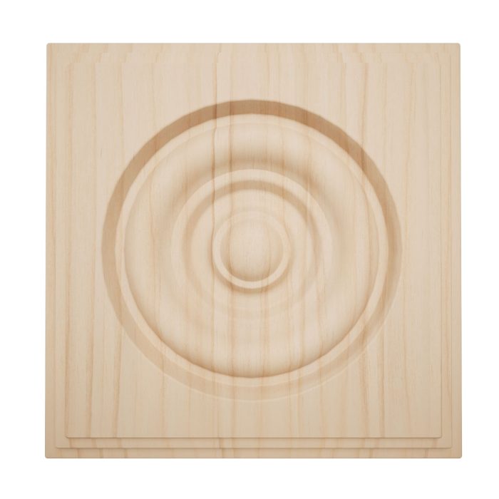 Ekena Millwork 5 1/2"W x 5 1/2"H x 1 1/8"P Americraft Solid Hardwood Stain Grade Square Rosette with Center Bullseye with Decorative Edge - Image 2