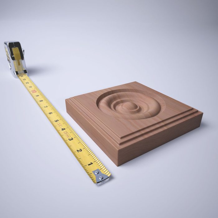 Ekena Millwork 5 1/2"W x 5 1/2"H x 1 1/8"P Americraft Solid Hardwood Stain Grade Square Rosette with Center Bullseye with Decorative Edge - Image 47