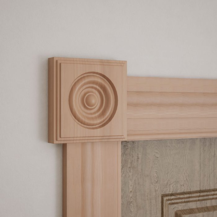 Ekena Millwork 5 1/2"W x 5 1/2"H x 1 1/8"P Americraft Solid Hardwood Stain Grade Square Rosette with Center Bullseye with Decorative Edge - Image 48