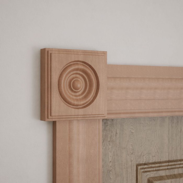 Ekena Millwork 5 1/2"W x 5 1/2"H x 1 1/8"P Americraft Solid Hardwood Stain Grade Square Rosette with Center Bullseye with Decorative Edge - Image 58