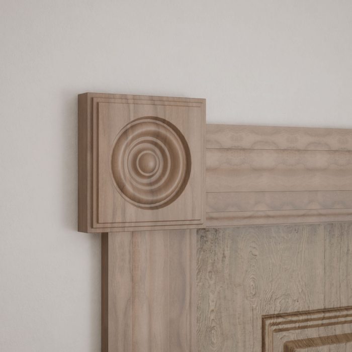 Ekena Millwork 5 1/2"W x 5 1/2"H x 1 1/8"P Americraft Solid Hardwood Stain Grade Square Rosette with Center Bullseye with Decorative Edge - Image 78