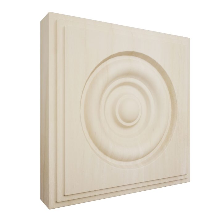 Ekena Millwork 5 1/2"W x 5 1/2"H x 1 1/8"P Americraft Solid Hardwood Stain Grade Square Rosette with Center Bullseye with Decorative Edge - Image 83