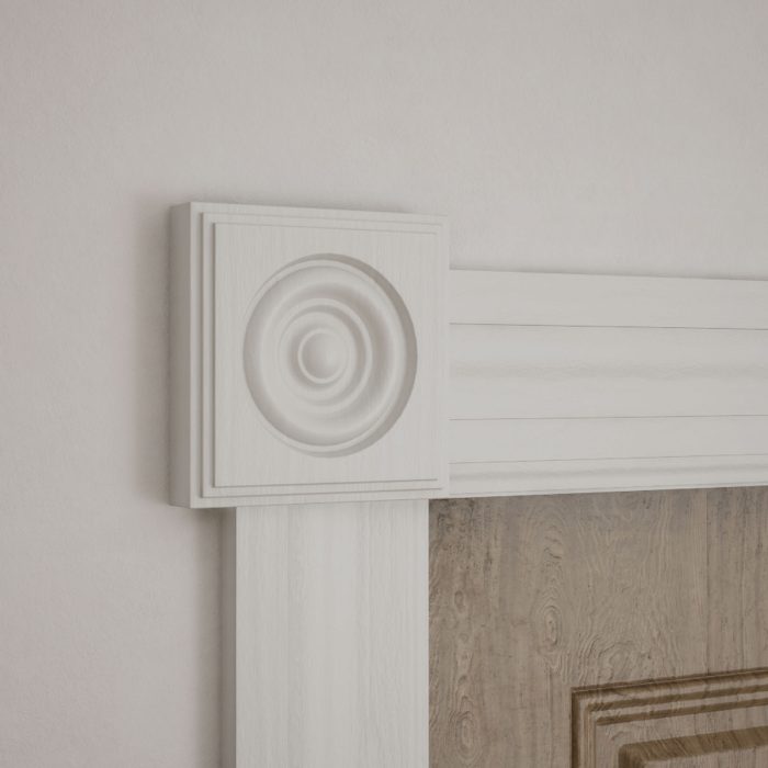 Ekena Millwork 5 1/2"W x 5 1/2"H x 1 1/8"P Americraft Solid Hardwood Stain Grade Square Rosette with Center Bullseye with Decorative Edge - Image 97