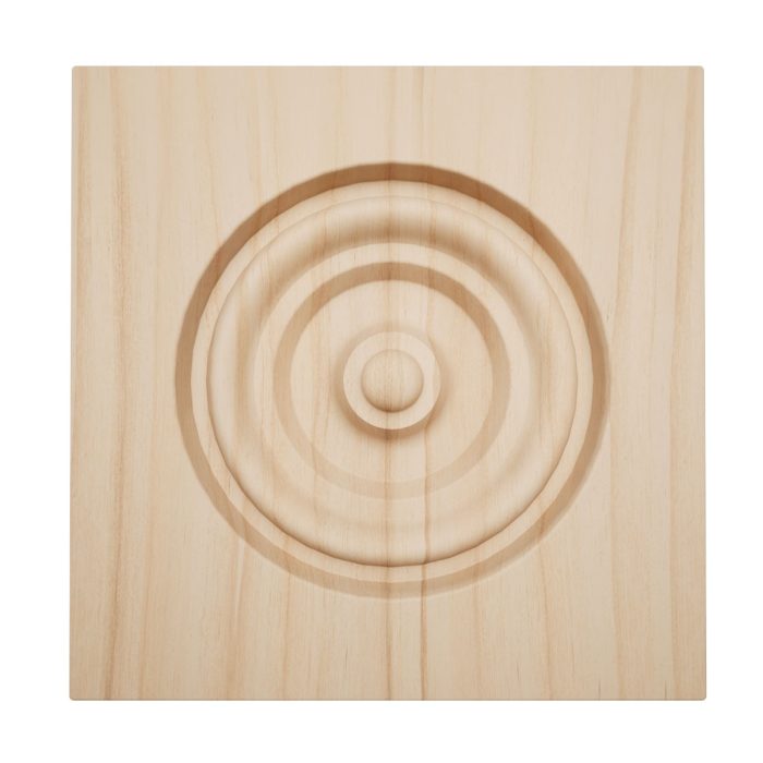 Ekena Millwork 3 3/4"W x 3 3/4"H x 7/8"P Americraft Solid Hardwood Stain Grade Bullseye Rosette with Squared Edge - Image 2