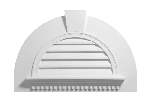 Fypon Functional Louver Half Round with Dentil Trim and Keystone
