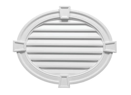 Fypon Functional Louver Oval with Trim & Keystones – 37 1/2" W x 30" H