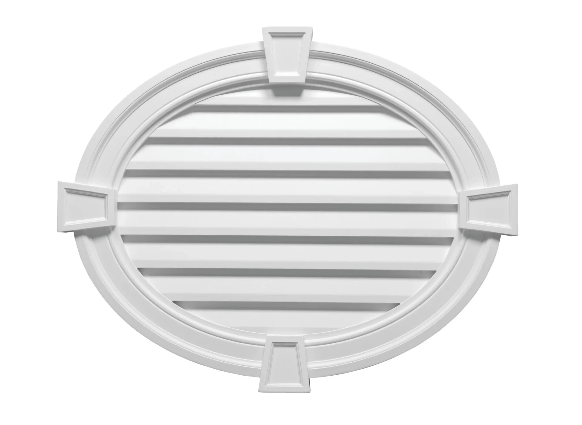 Fypon Functional Louver Oval with Trim & Keystones – 37 1/2" W x 30" H